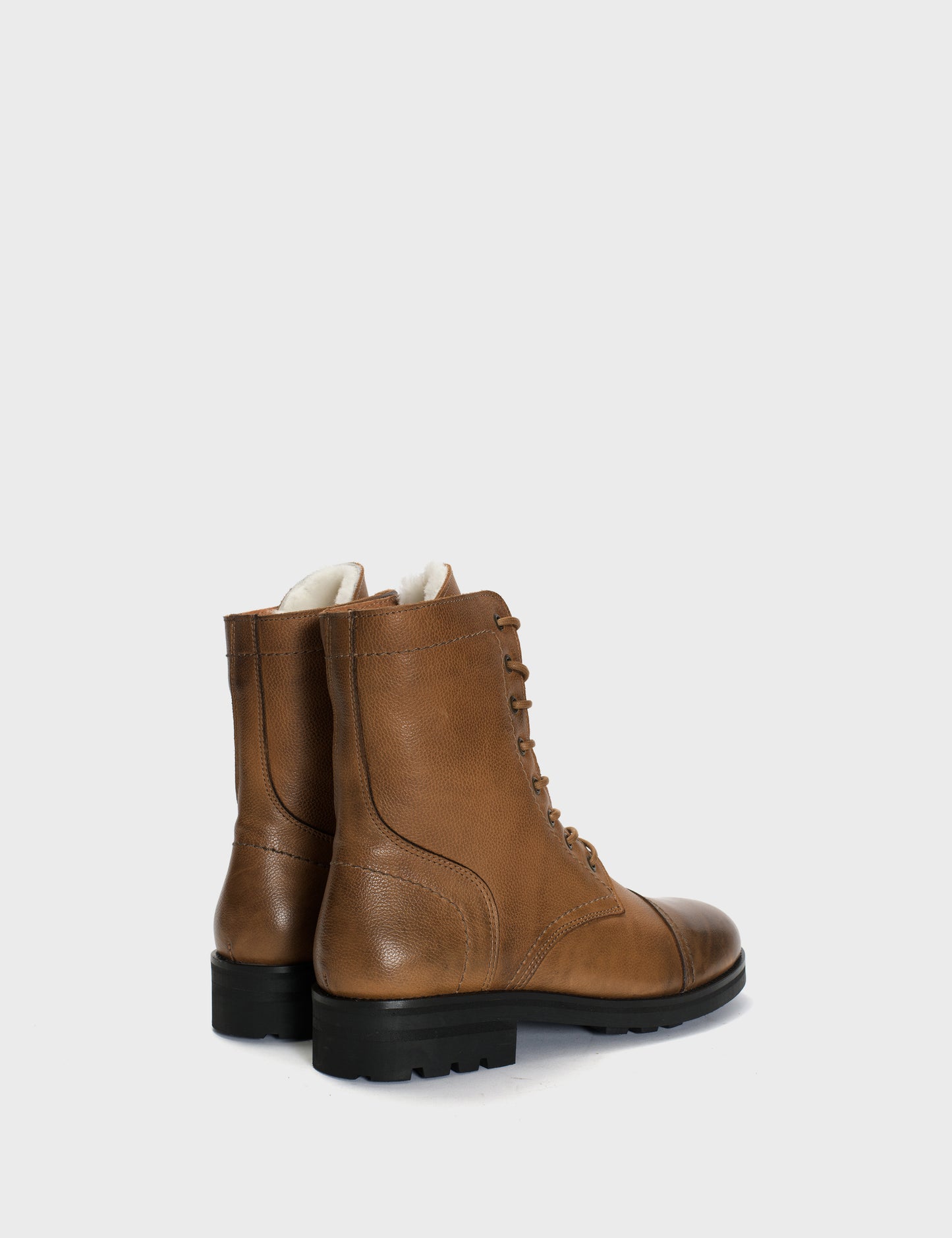 DICO COPENHAGEN ARMY BOOTS IN DARK TAN GRAINED CALFSKIN