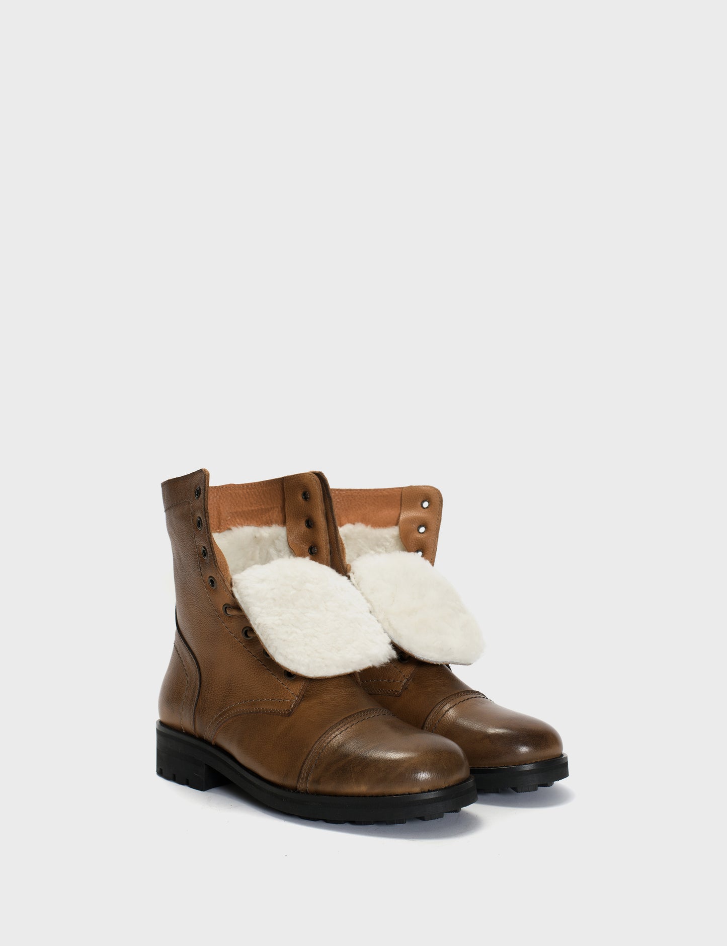 DICO COPENHAGEN ARMY BOOTS IN DARK TAN GRAINED CALFSKIN