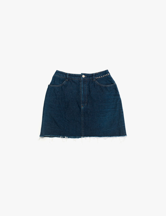 90's Denim Mini Skirt With One-sited Studs