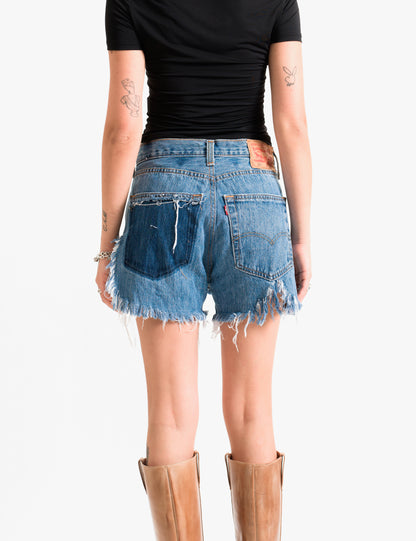 Distressed 90's Denim shorts With Front Studs