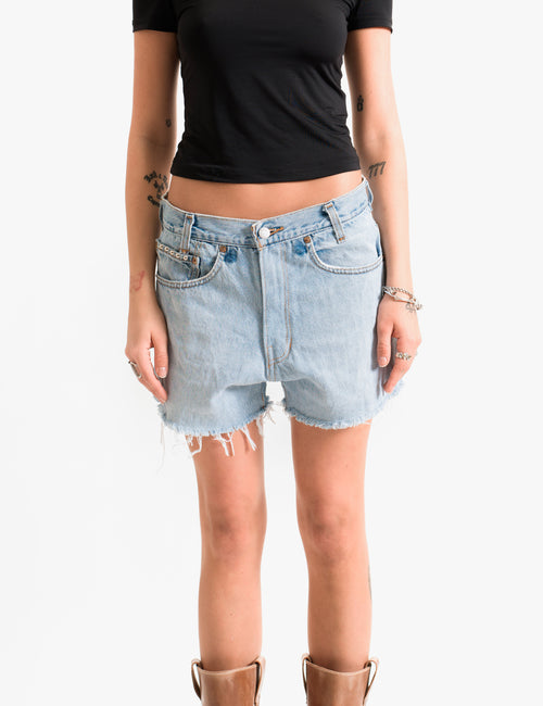 Distressed 90's Levis Denim shorts With 5 Pocket Studs