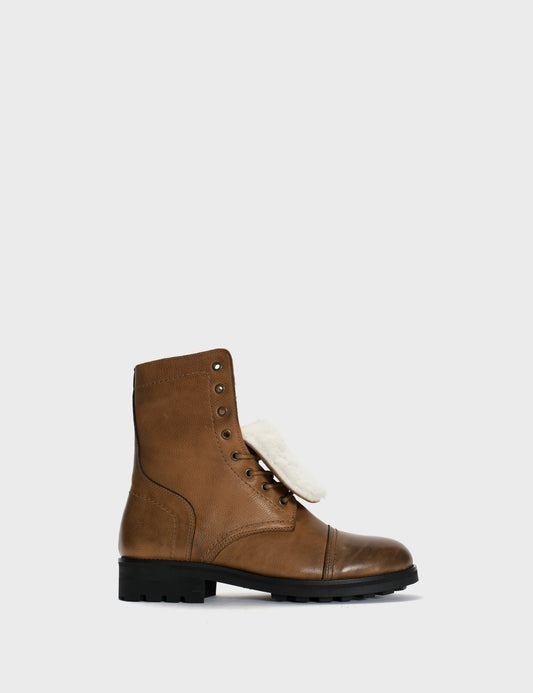 DICO COPENHAGEN ARMY BOOTS IN DARK TAN GRAINED CALFSKIN