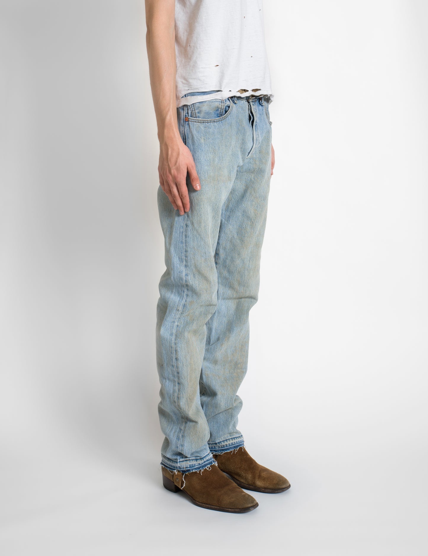 LEVI'S 00'S DIRT STAIN JEANS WITH DISTRESS MADE IN JAPAN