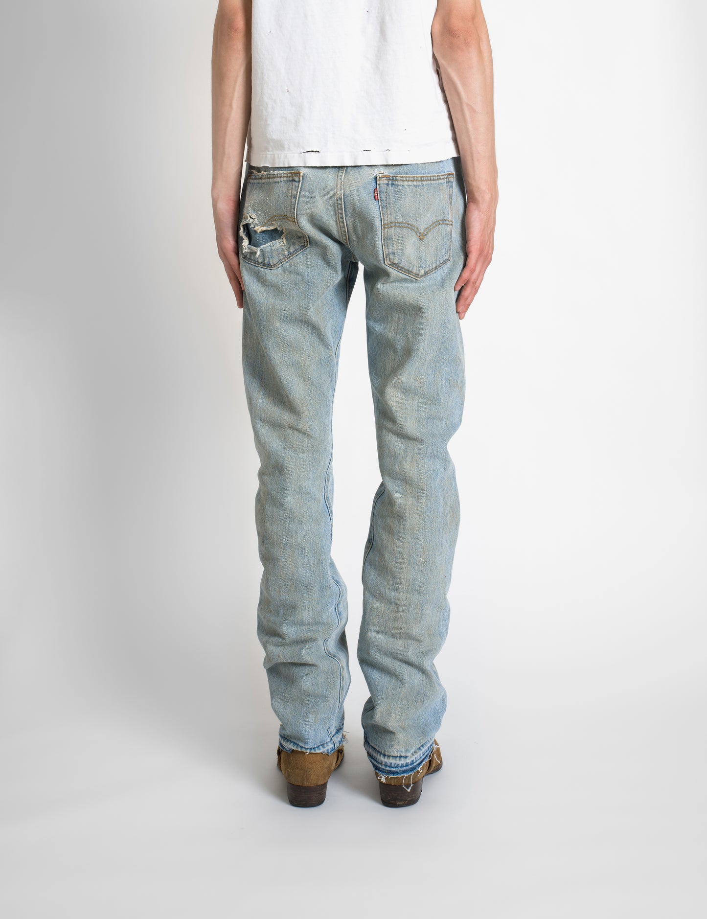 LEVI'S 00'S DIRT STAIN JEANS WITH DISTRESS MADE IN JAPAN